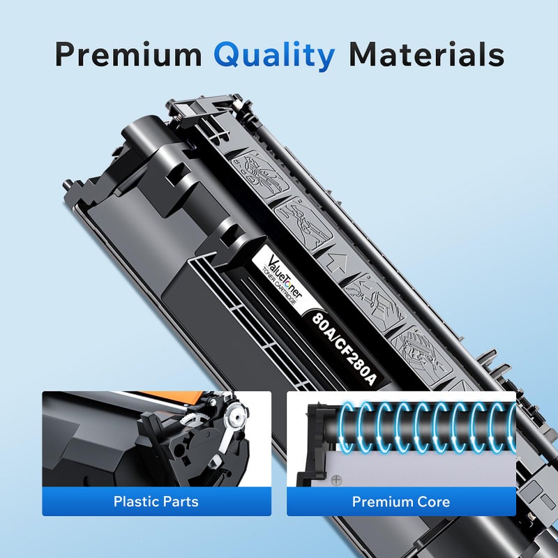 Valuetoner خراطيش حبر بديلة Valuetoner متوافقة مع 80A لطابعة HP 80A حبر أسود CF280A 80X CF280X لطابعة HP LaserJet Pro M400 401a 401d 401n 401dn M401dw 425dn 425dw (عبوة 2)  - Image 5